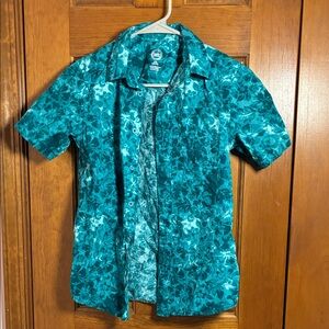 Wonder Nation Teal Floral Kids Button Down Shirt